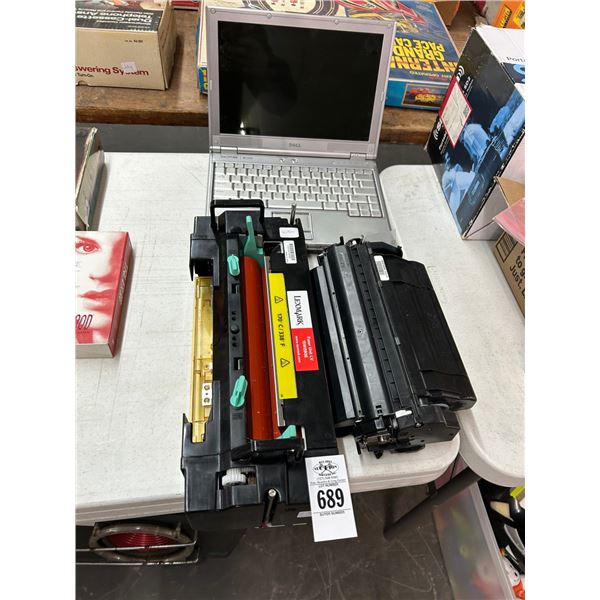 Dell Old Laptop Computer No Adapter/Hard Drive and Printer Cartridges