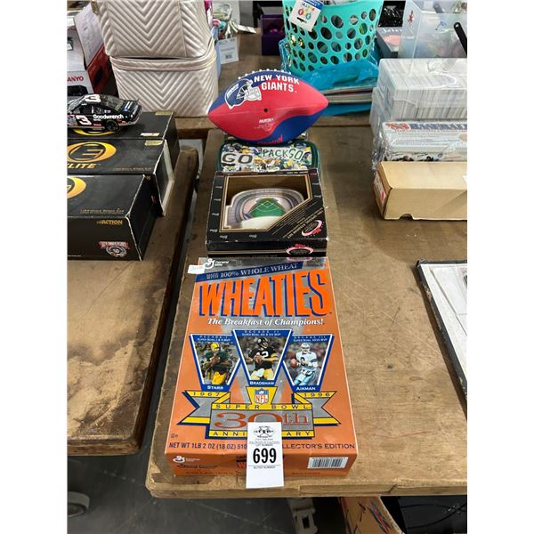 Autographed Green Bay Packers Mailbox, NY Giants Football, Basketball Figurines