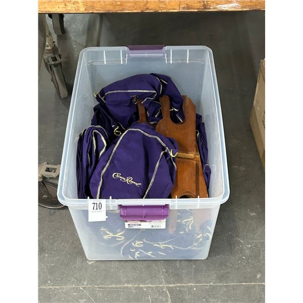 Crown Royal Bags, Wooden Shelf Accessories in Bin