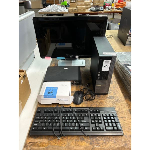 Dell Computer, Monitor, Splitter, Headphones, Keyboard