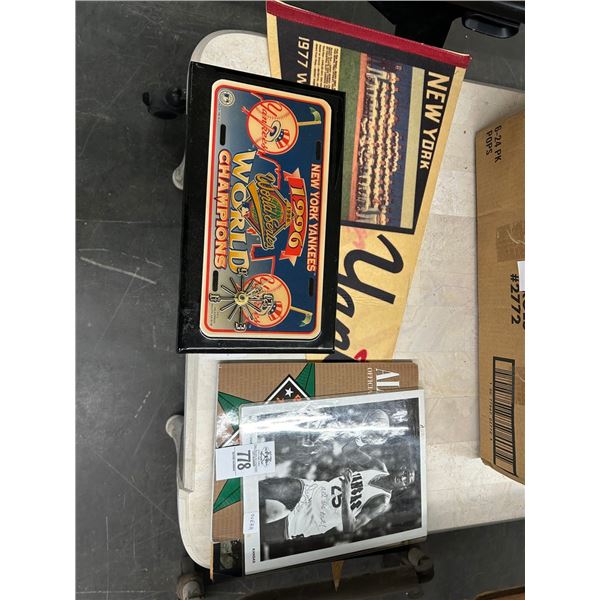 Yankees Pennant, Clock, Autographed Photo, Card Collectors Guide, More