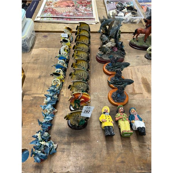Asst. Fish Figural Décor, Snow Globes, Shelf Sitters