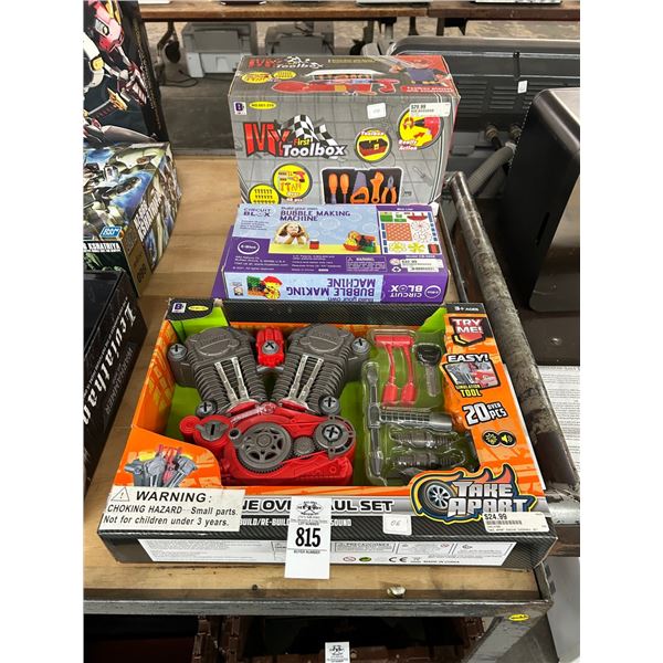 Bubble Machine, Circuit Blocks Light Show, First Toolbox, Engine Take A Part Toys