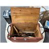 Image 2 : Wooden Explosives Box, Hatchet, Sledge, Asst. Tool Handles