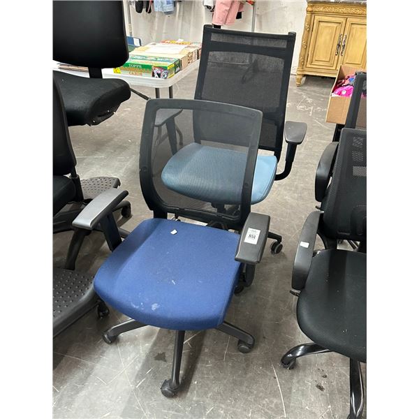2-Blue Padded Secretarial Armchairs - 2 X $