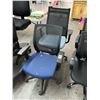 Image 1 : 2-Blue Padded Secretarial Armchairs - 2 X $