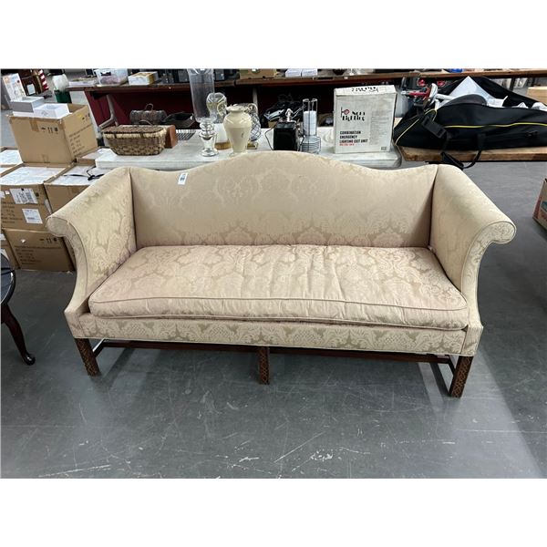Antique Mahogany Trim Cloth Sofa