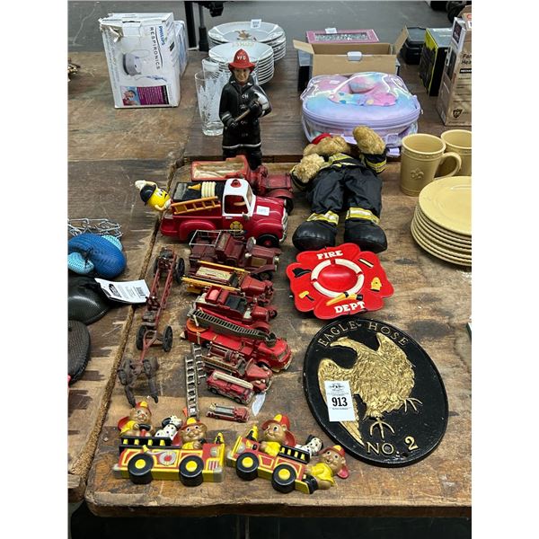 Asst. Fire Truck Toys, Wall Plaque, Plush Toy, Figurine