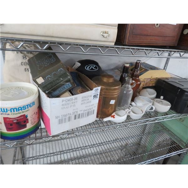 Batting Helmet, Old Bottles, Pictures, Charlie Brown Viewmaster, Transport Cases