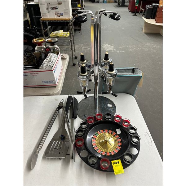 Roulette Spinner, Cocktail Mixer, BBQ Utensils