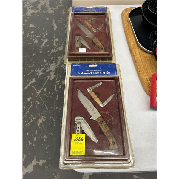 Burl Wood Knife Gift Sets - 2