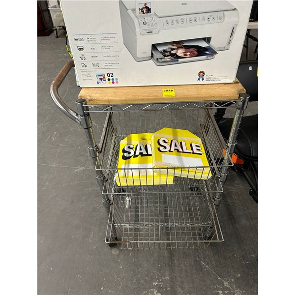 Wire Storage Cart w/Cutboard Top
