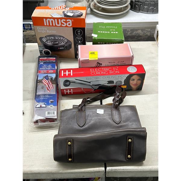 Dooney Burke Purse - Not Authenticated, US Flag, Curling Ironss, Range, Flower