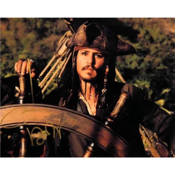 Johnny Depp signed Pirates of the Caribbean movie photo