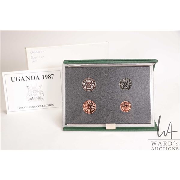 1987 Royal Mint  Uganda  collectible proof coin set with presentation case and certificate