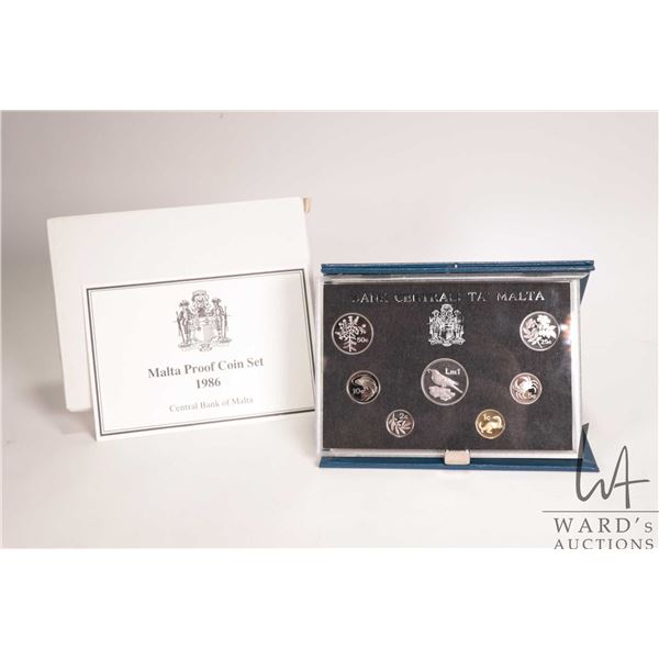 1986 Royal Mint Malta proof coin set, in presentation case with box