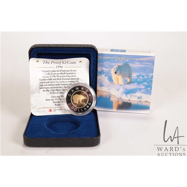 1996 Royal Canadian Mint collector toonie in presentation case with certificate