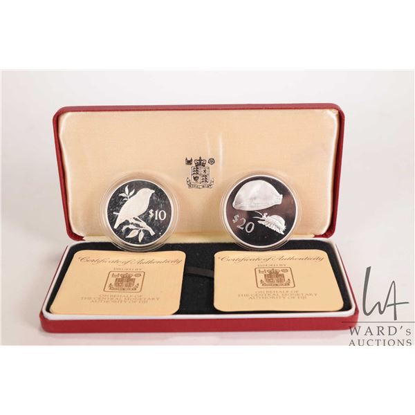 1978 Royal Mint two coin collector set including "Fiji", $10 and $20 coins, each .925 sterling silve