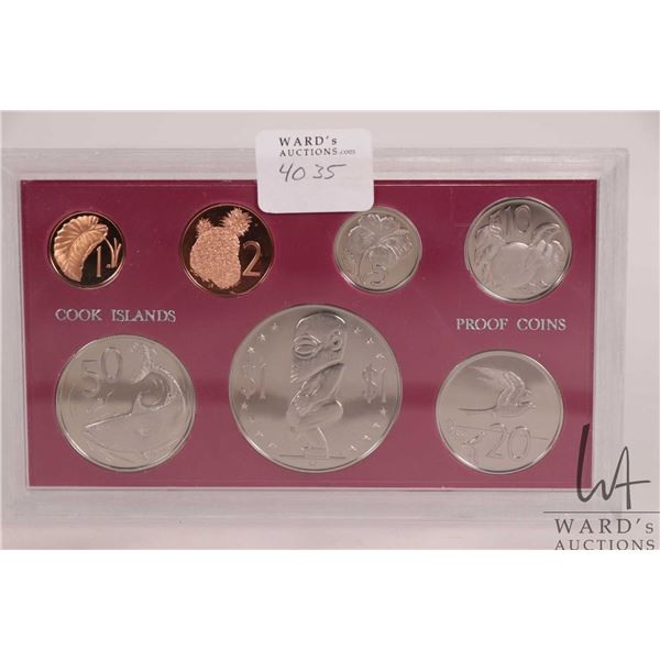 1972 "Cook Islands" proof coin set in sealed acrylic case