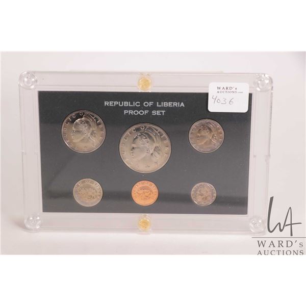 1968 "Republic of Liberia" proof coin set in sealed acrylic case