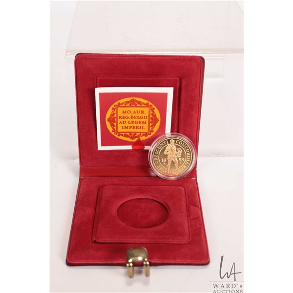 1988 Dutch Mint, double gold ducat in 24 karat yellow gold, includes folder and certificate
