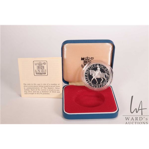 1977 Royal Mint " Queen Elizabeth II Accession" .925 silver coin in presentation box with certificat