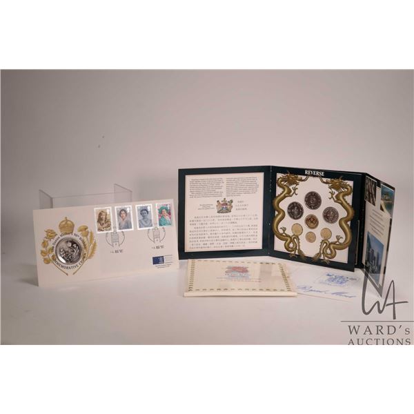 Royal Mint 1988 Hong Kong collector coin set in folio and a Royal Mint 1990 first day cover with 5 p
