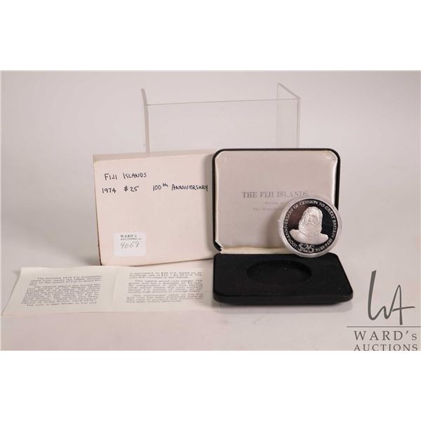 1974 Birmingham Mint "Fiji Commemorative Coin" to mark to session of Fiji to Great Britain, $25 coin