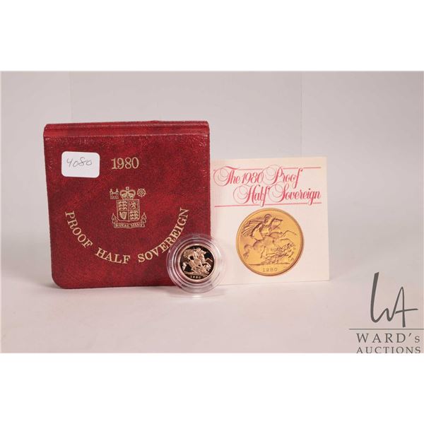 1980 Royal Mint 22 karat gold half sovereign with case