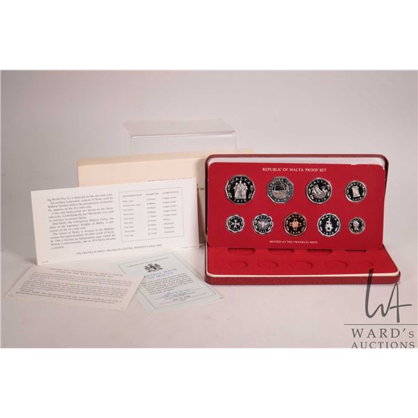 1976 Franklin Mint "Republic of Malta" proof set with presentation case and certificate