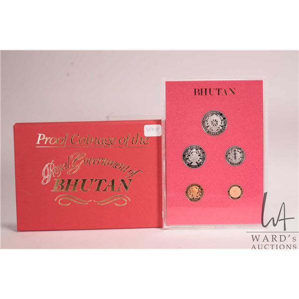 1979 Royal Mint "Bhutan" proof set in acrylic holder with cardboard wrap