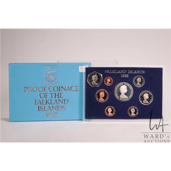 1982 Royal Mint "Falkland Islands" proof set in acrylic holder with cardboard wrap