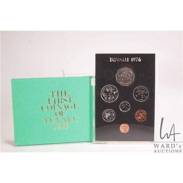 1976 Royal Mint "Tuvalu" proof set in acrylic holder with cardboard wrap