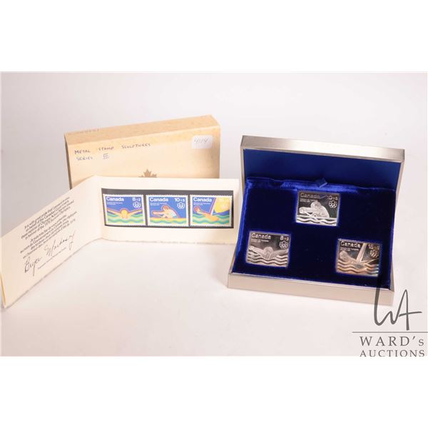 1976 Canada Post Montreal XXI Olympiad .999 fine silver stamp medallions, each with depiction of ath