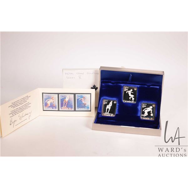 1976 Canada Post Montreal XXI Olympiad .999 fine silver stamp medallions, each with depiction of ath