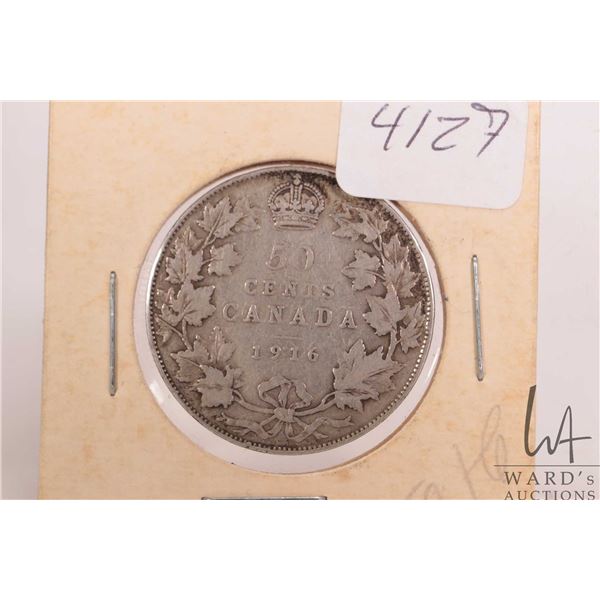 1916 Canadian silver fifty cent piece