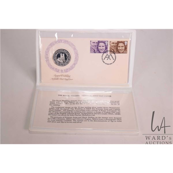 1973 Princess Anne and Captain Phillips Royal Wedding first day cover in folio including sterling me