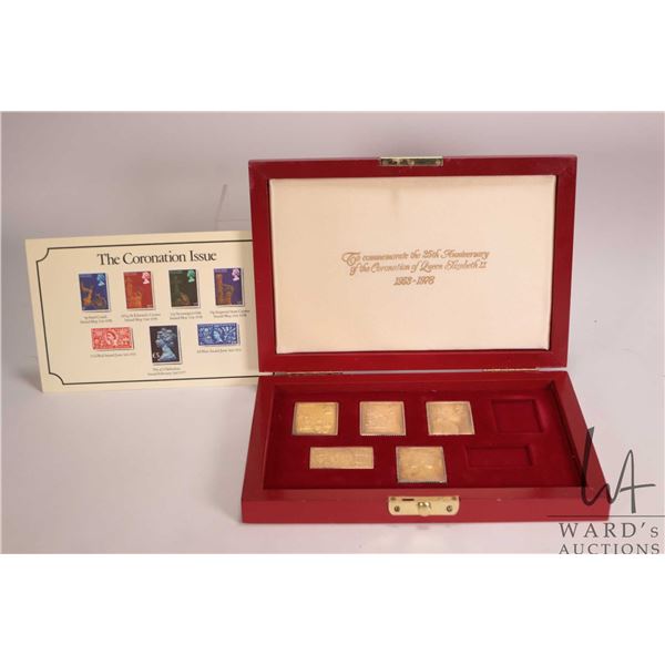 1953-1978 sterling silver and gilt stamps to commemorate the 25th anniversary of the coronation of Q