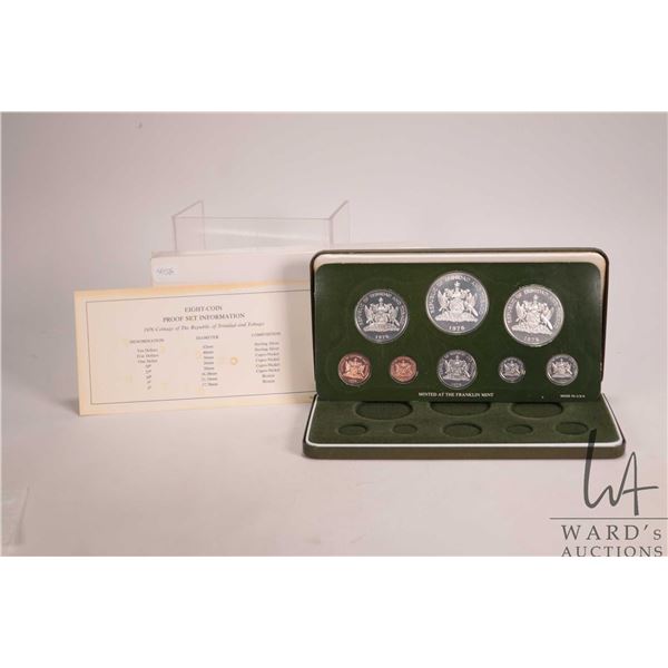1976 Franklin Mint "Republic of Trinidad and Tobago" proof set including $10 and $5 coins in sterlin
