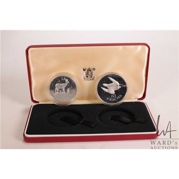 1979 Royal Mint "Zambia two .925 sterling silver collector coin set including 5 kwachi and 10 kwachi