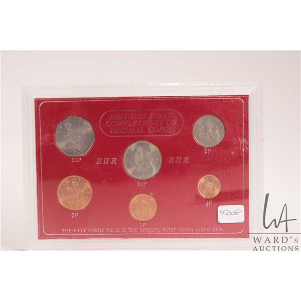 Boxed "Britains First Complete Set of Decimal Coins" in plastic case