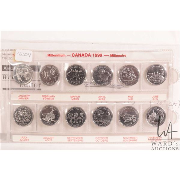 1999 Canadian calendar collector coins in plastic holder