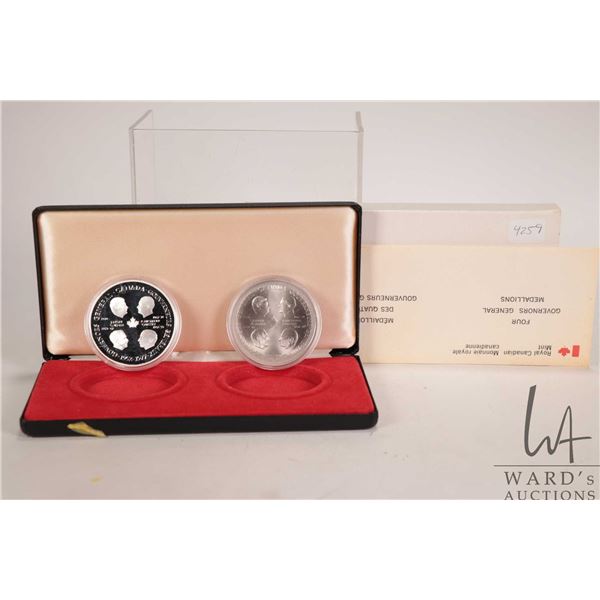 1977 Royal Canadian Mint set of two "The Four Governors General Medallions" including one .925 sterl