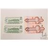 Image 2 : Four Canadian bank notes including consecutively number pair of one dollar bills and a consecutively