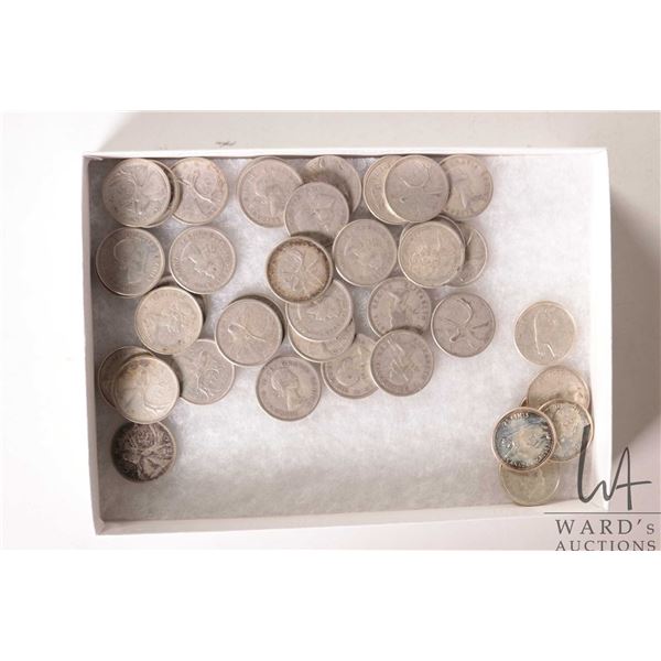 Forty Canadian quarters, all 1967 or prior