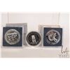 Image 1 : Three Canadian one dollar coins with silver content including 1977 "Throne of the Senate", 1985 "Nat