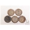 Image 2 : Five Canadian fifty cent coins including 1940, 1952, 1953, 1956 and 1957