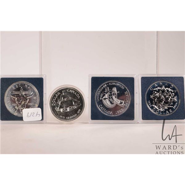 Four Canadian dollars with 50% silver content including 1979, 1982, 1983 and 1994