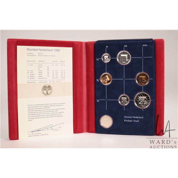 1988 Muntset Nederland Kwaliteit seven coin proof set in folio