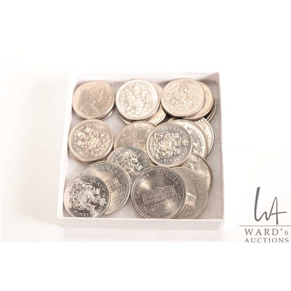 Selection of Canadian coins including nine $1 coins dated 1968 to1973 and thirty .50 cent coins date